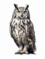 Fototapeta premium Realistic owl illustration, graphical resource for logo design, graphic design, t shirt design and more. Generative AI