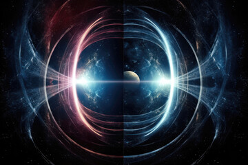 Fototapeta premium Journey Through the Double Wormhole. Generative Ai