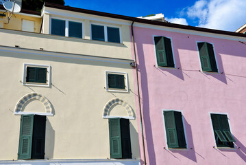 Fototapeta na wymiar typical colored houses in celle ligure Savona Italy