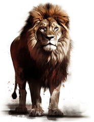 Obraz premium Lion Illustration, realistic, graphical resource for logo design, posters, t shirts, graphic design. Generative AI