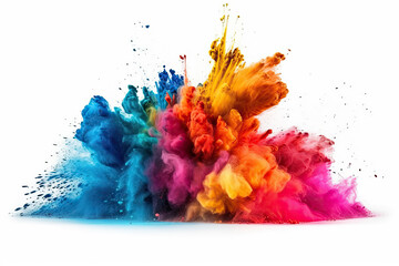 Fototapeta na wymiar Rainbow Colored Spatter Powder Isolated on a White Background