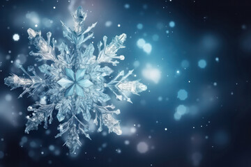 Fototapeta na wymiar Elegant Christmas Background with Icy Snowflake. Generative Ai
