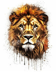 Lion Illustration, realistic, graphical resource for logo design, posters, t shirts, graphic design. Generative AI