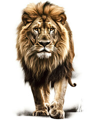 Obraz premium Lion Illustration, realistic, graphical resource for logo design, posters, t shirts, graphic design. Generative AI