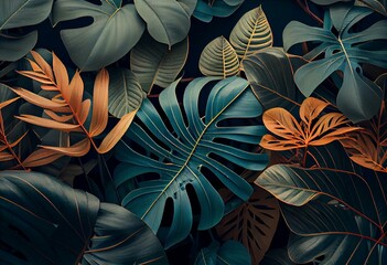 background with leaves tropical foliage generative ai