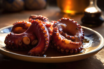 Polvo à Lagareiro - A Flavorful Octopus Dish. Generative Ai - obrazy, fototapety, plakaty