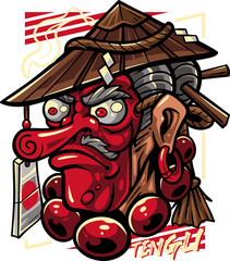 Tengu mascot logo design illustration