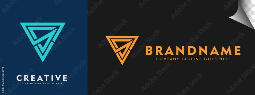 Wall mural logotype combination initial letter s v triangle shape. brand identity logos vector, modern logo, lo