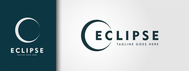 eclipse logo design inspiration . eclipse negative space logo . eclipse logo template - obrazy, fototapety, plakaty