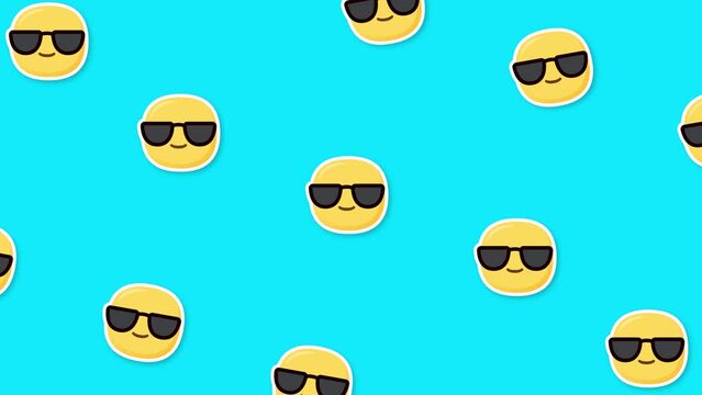 face with sunglasses emoji blue background