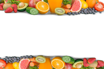 Deluxe fruits background. Studio photography different fruits isolated on transparent background.
