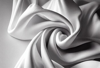 Plakat White Fabric with Ripples and Folds. Wavy Surface Background. Generative AI