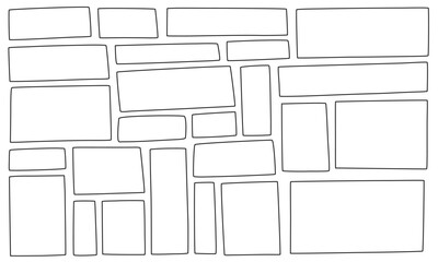 細い線で描かれた長方形の枠のセット/25種類