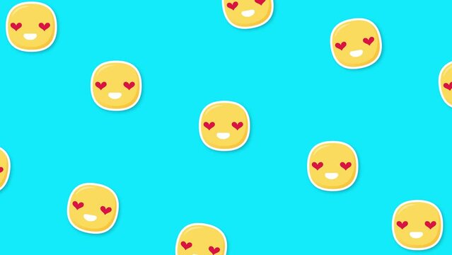 love emoji blue background