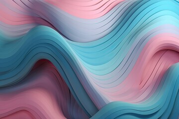 Three-dimensional Art Decoration: Pink and Baby Blue Abstract Wave Design, Generative AI