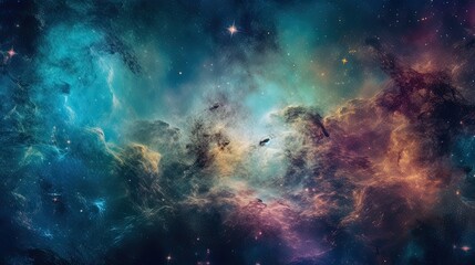 Vibrant Universe: Galaxy Nebula, Stars & Clouds Create a Cosmic Wallpaper Texture: Generative AI