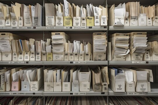 Organising Patient Records - Physicians Keep Detailed Charts on Shelves Alphabetically, Generative AI
