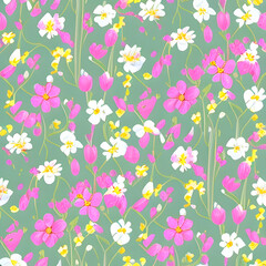 Seamless pretty floral pattern created with generative ai 