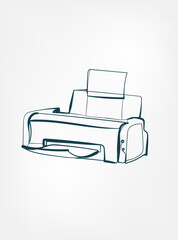 printer home stuff line art vector isolated contour one line isolated