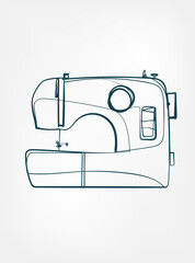 sewing machine home stuff line art vector isolated contour one line isolated