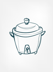 rice cooker home stuff line art vector isolated contour one line isolated