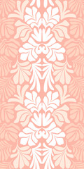 Fototapeta premium Pastel peach brown abstract background with tropical palm leaves in Matisse style. Vector seamless pattern with Scandinavian cut out elements.