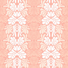 Pastel peach brown abstract background with tropical palm leaves in Matisse style. Vector seamless pattern with Scandinavian cut out elements.