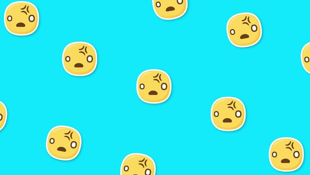 scared face emoji blue background
