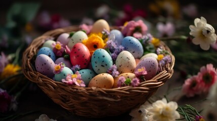Fototapeta na wymiar Easter Egg nest composed of Robins Eggs