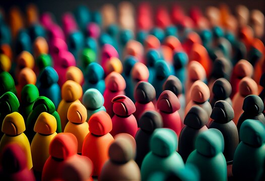 A crowd of colored figures as a symbol of diversity and inclusion. Generative AI