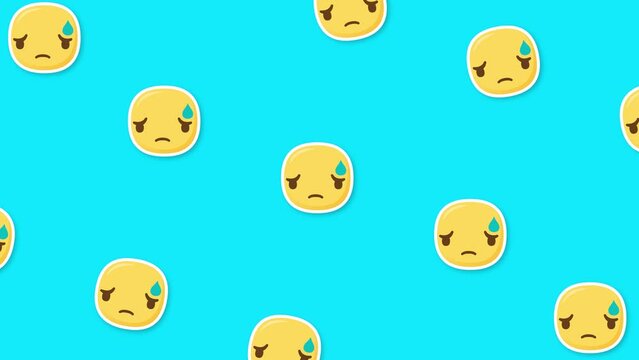 sweating emoji blue background
