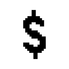 black pixel dollar sign. Finance icon. Vector illustration.