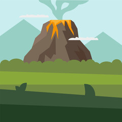 Cartoon volcano for concept design. Mountain landscape background. Vector illustration.