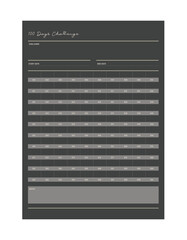 100 Days challenge and goal Planner. Plan your day make dream happen.	