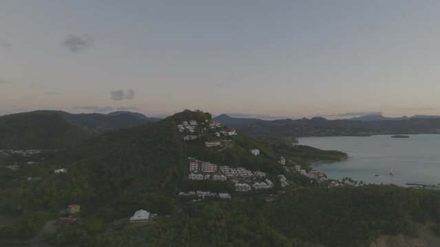 St. Lucia's mountainous resorts at dusk