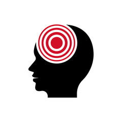 Headache. Migraine icon flat style isolated on white background. Vector illustration