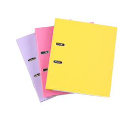 Many office folders isolated on white, top view