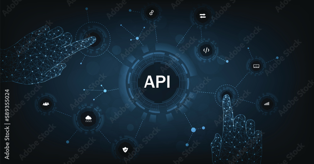 Fototapete application programming interface (api). software development tool, information technology, modern t