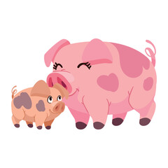 pig mother with baby