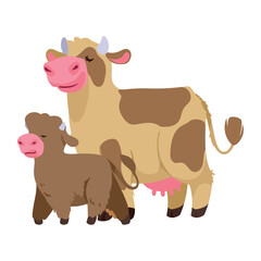 cow mother and baby
