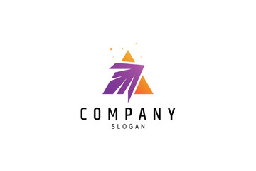 abstract letter A with arrow, initial name logo template with gradient colors