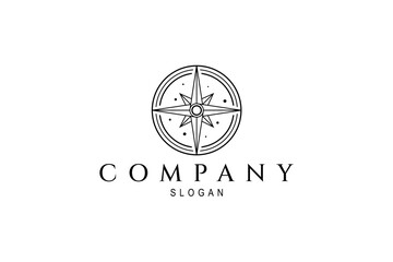 star compass logo with line design style