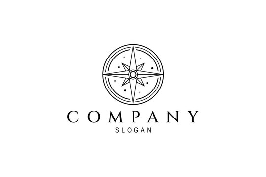 star compass logo with line design style