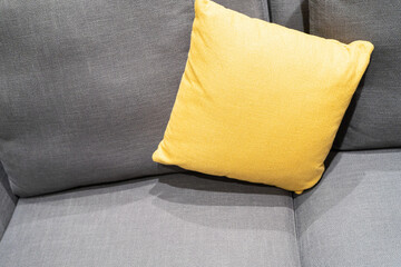 pillows on sofa in living room. close up home interior concept soft pillow in bedroom. home sweet home interior ideas