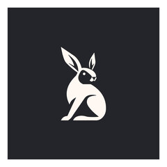 rabbit monochrome silhouette modern logo