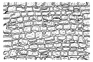 seamless black stone wall, hand draw skectch simple vector
