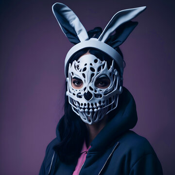 Bunny Girl with Skull Rabbit Mask