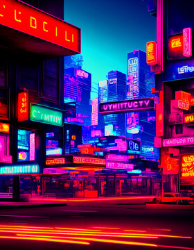 Japanese Cyberpunk City at Night