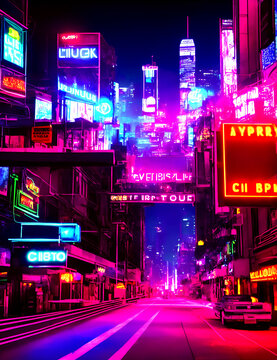 Futuristic Cyberpunk City at Night