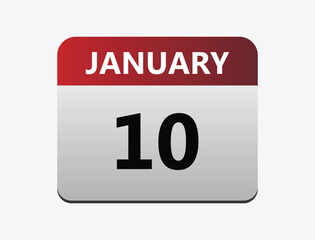 January 10th calendar icon vector. Concept of schedule. business and tasks.